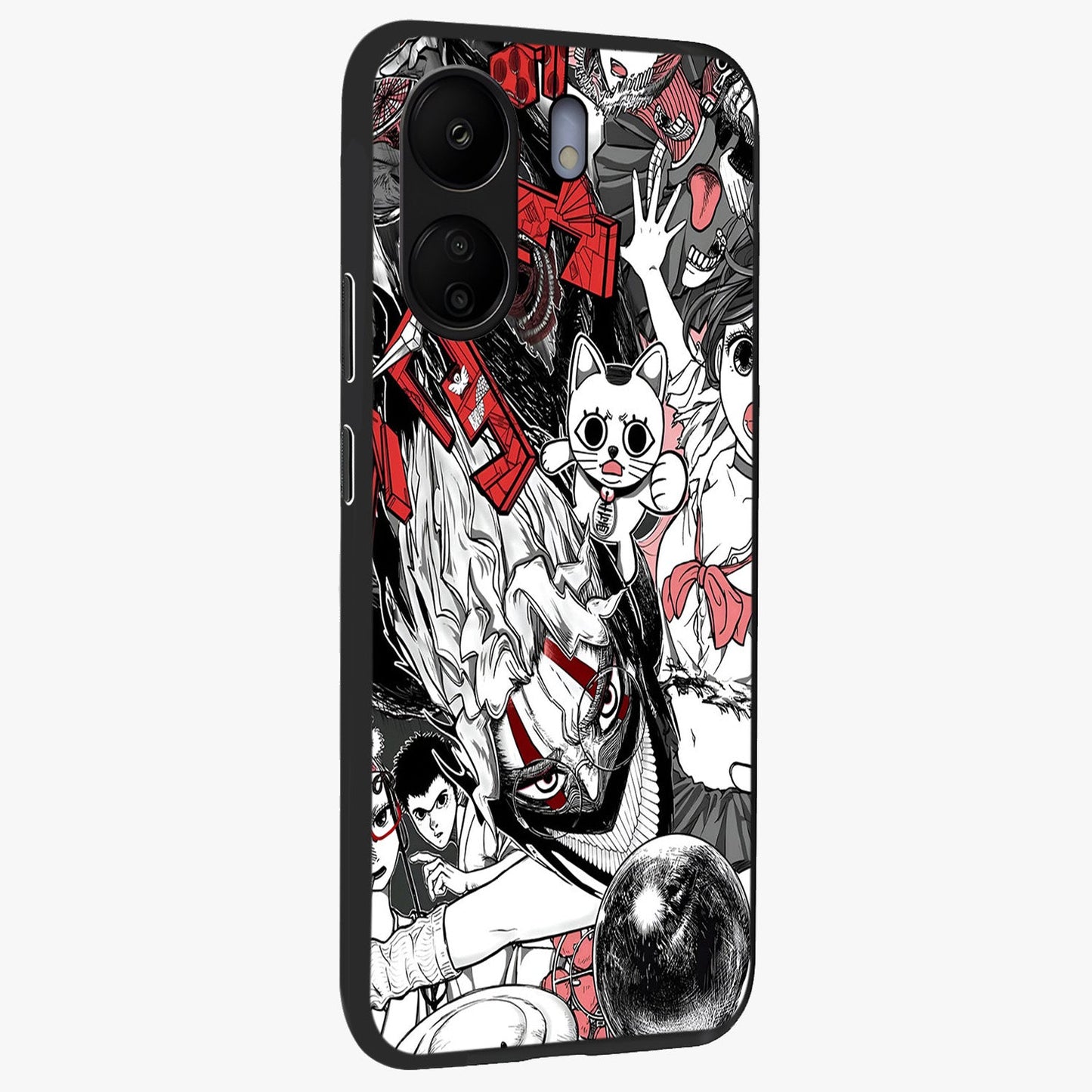 Crimson Chaos Panel Glass Case upright view showcasing intense crimson artwork with dramatic aesthetic style.