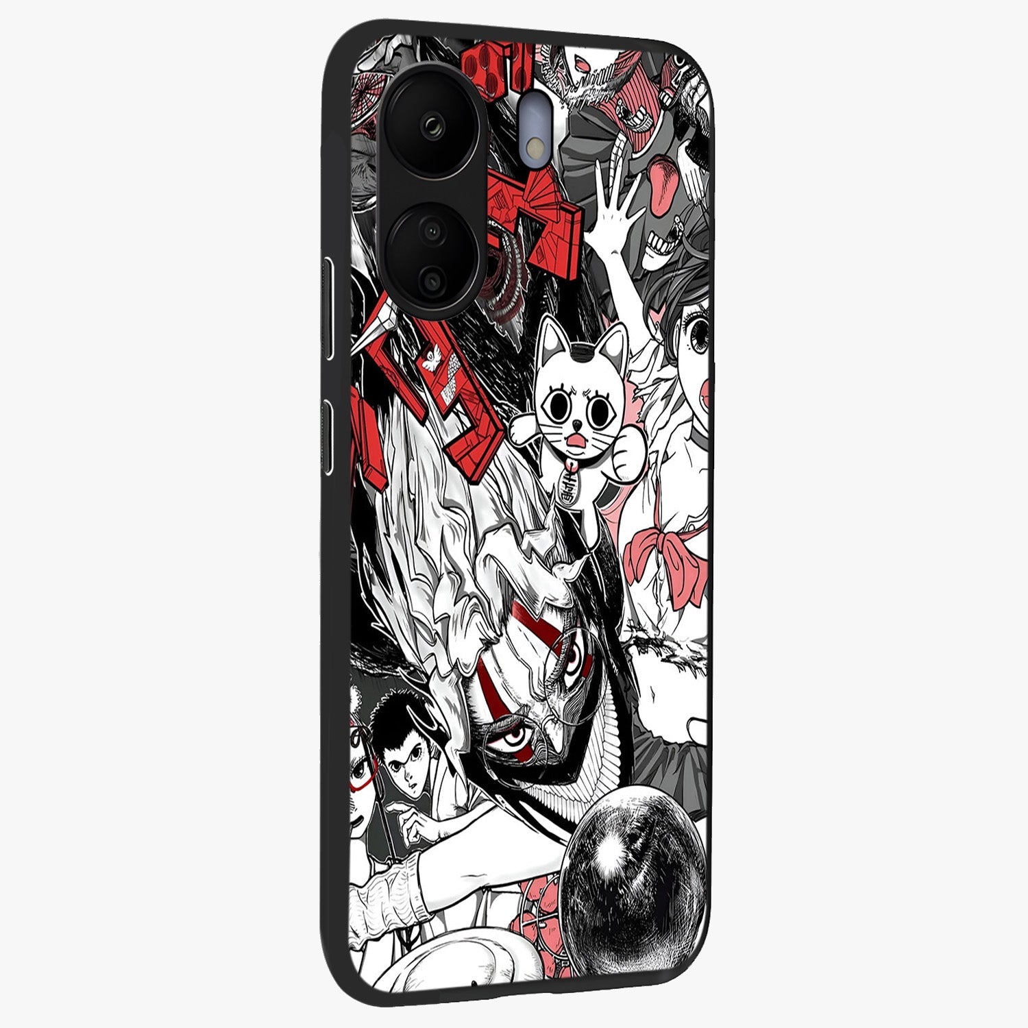 Crimson Chaos Panel Glass Case upright view showcasing intense crimson artwork with dramatic aesthetic style.