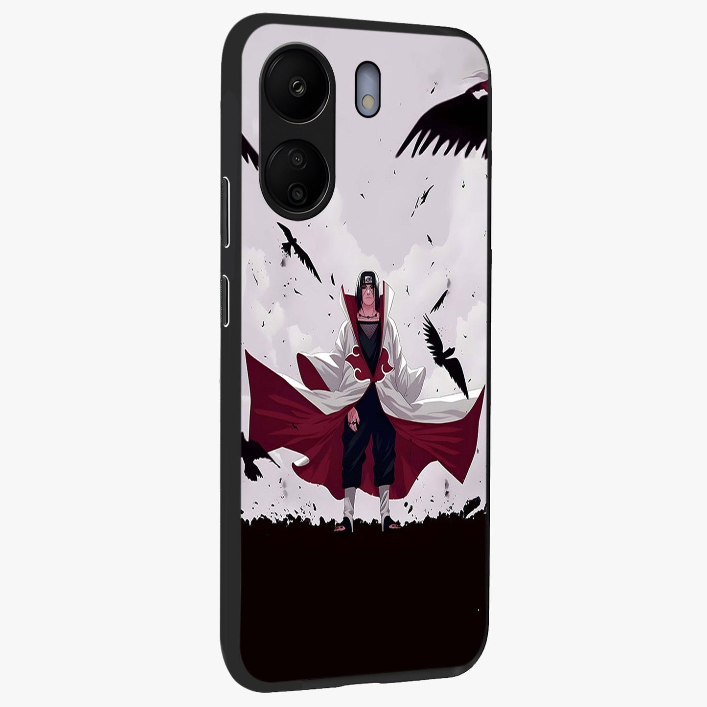 Crimson Crow Ascension Glass Case upright view showcasing dramatic crow artwork with bold gothic theme.