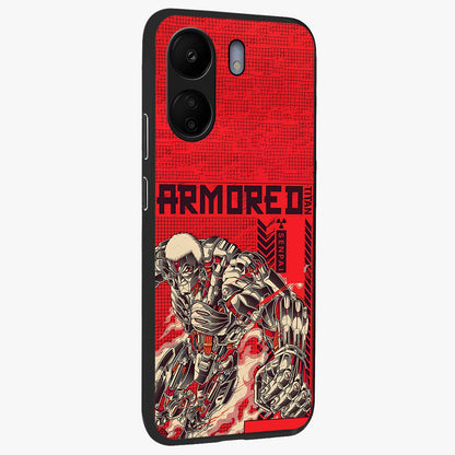 Crimson Mecha Titan Glass Case upright view showcasing dynamic robotic titan design with sci-fi inspired theme.