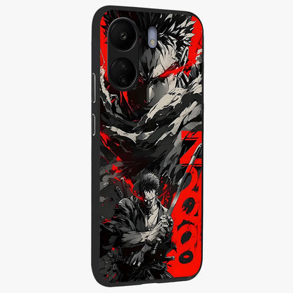 Demon Sword Resolve Glass Case upright view showcasing dramatic warrior artwork with intense battle theme.
