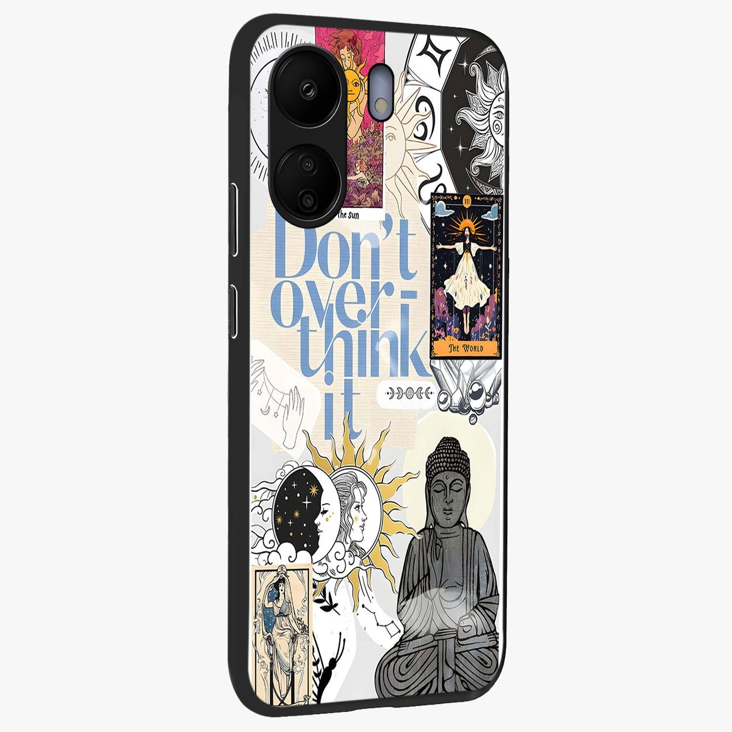 Ethereal Thoughts Glass Case upright view showcasing delicate artistic composition with peaceful dreamy theme.