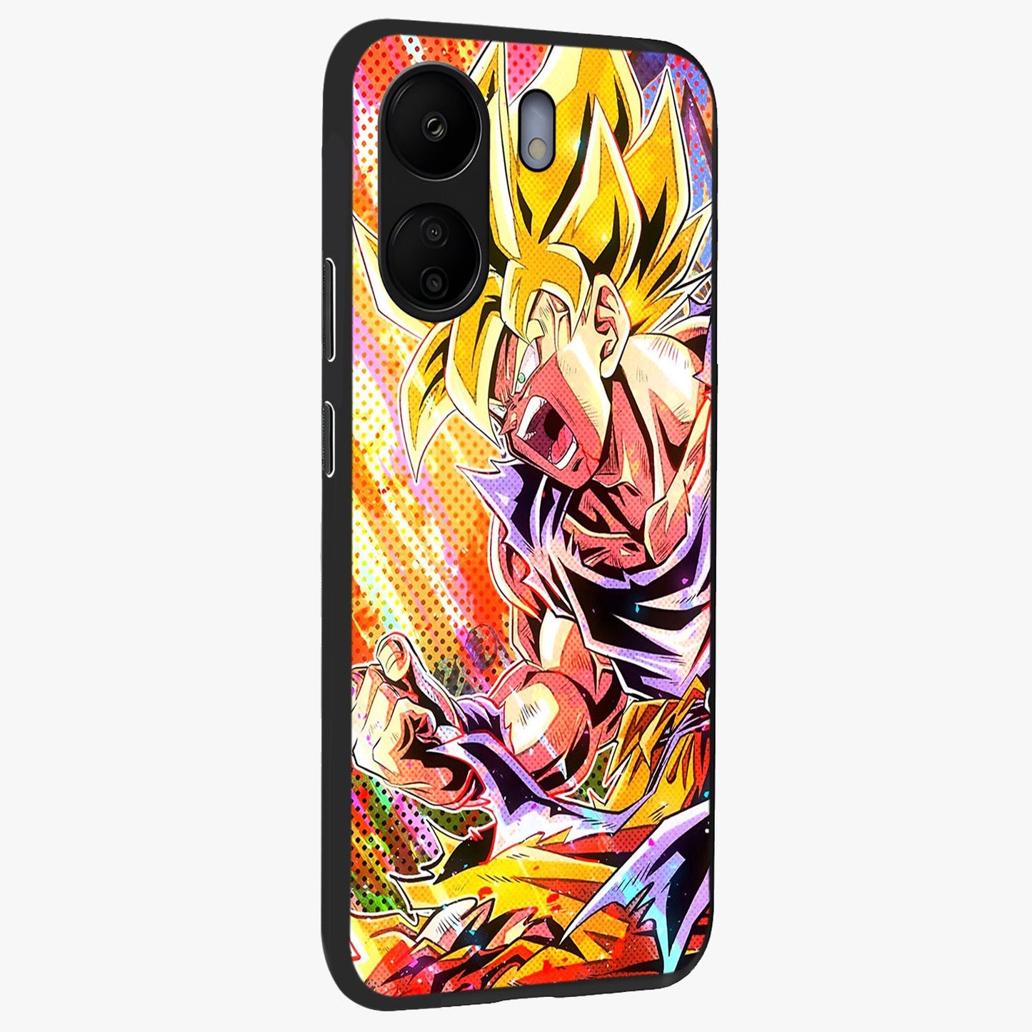 Firing Goku Glass Case upright view showcasing energetic anime artwork with bold warrior theme.