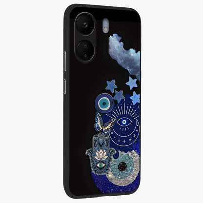 Galactic Charm Cluster Glass Case upright view showcasing glowing cosmic charm artwork with magical celestial style.