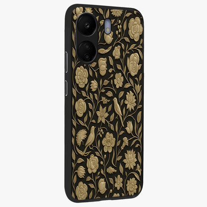 Golden Evil Eye Mandala Glass Case upright view showcasing decorative evil eye mandala artwork with spiritual aesthetic style.