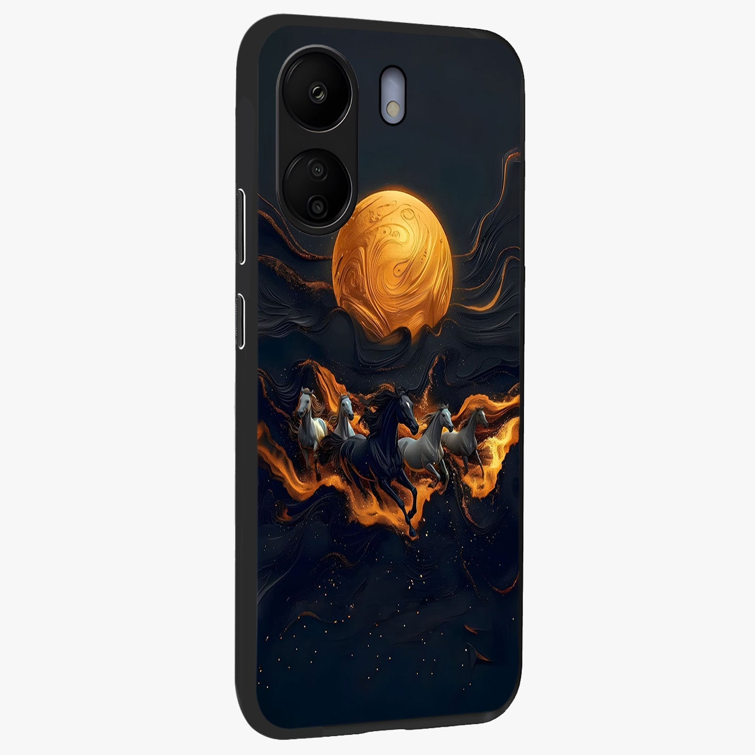 Golden Royal Heritage Glass Case upright view showcasing elegant royal artwork with classic heritage theme.