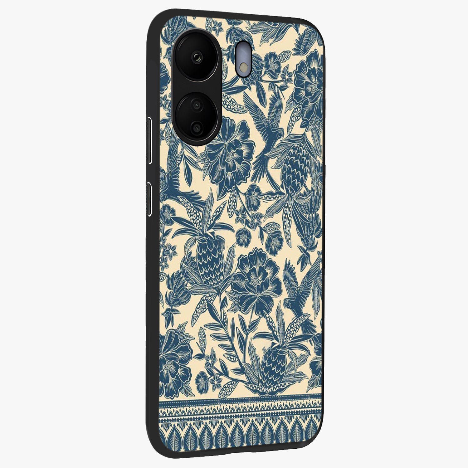 Heirloom Wild Bloom Glass Case upright view showcasing delicate wildflower artwork with timeless floral theme.