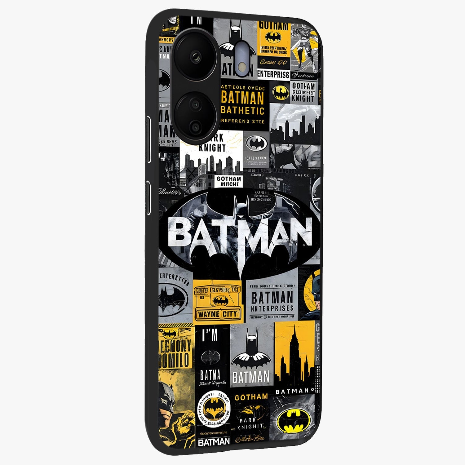 Knight Gotham Rise Glass Case upright view showcasing bold vigilante themed artwork with gothic city vibe.