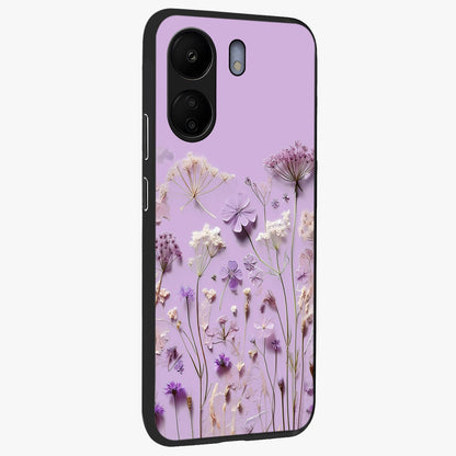 Lavender Blossom Dream Glass Case upright view showcasing delicate lavender blossom artwork with peaceful floral theme.