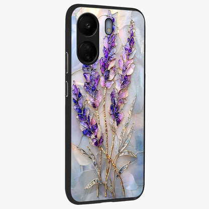 Lavender Dream Glow Glass Case upright view showcasing radiant lavender glow artwork with calming dreamy theme.