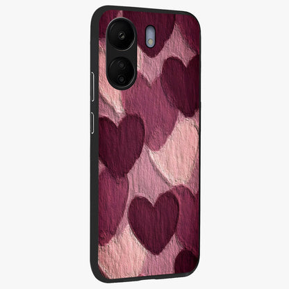 Layered Paper Hearts Glass Case upright view showcasing decorative layered heart artwork with sweet love theme.