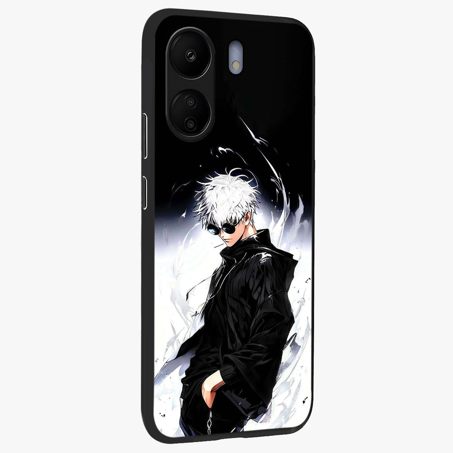Limitless Shadow King Glass Case upright view showcasing bold shadow warrior artwork with epic fantasy theme.