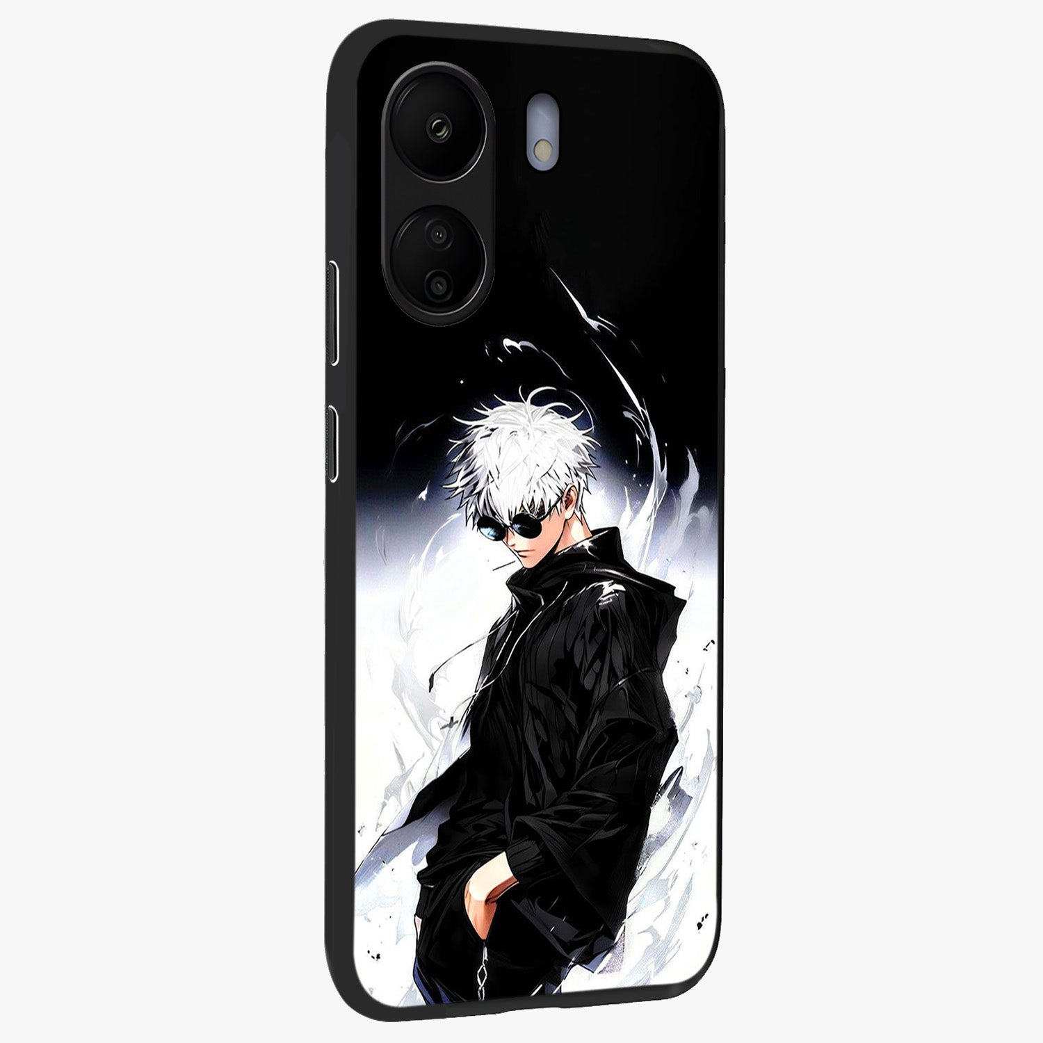 Limitless Shadow King Glass Case upright view showcasing bold shadow warrior artwork with epic fantasy theme.