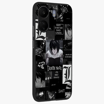 Midnight Chaos Mind Glass Case upright view showcasing expressive abstract artwork with bold dark theme.