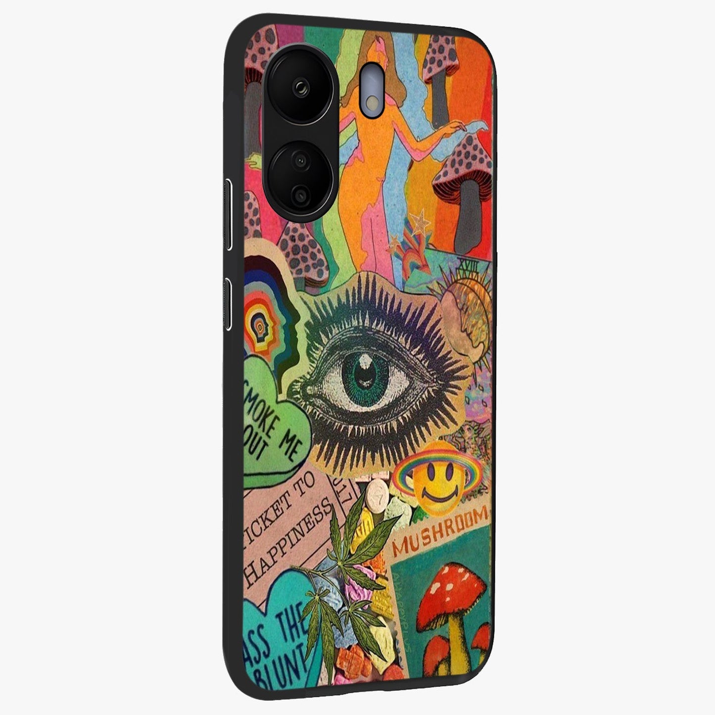 Mystic Eye Wonderland Glass Case upright view showcasing symbolic eye artwork with mysterious fantasy theme.