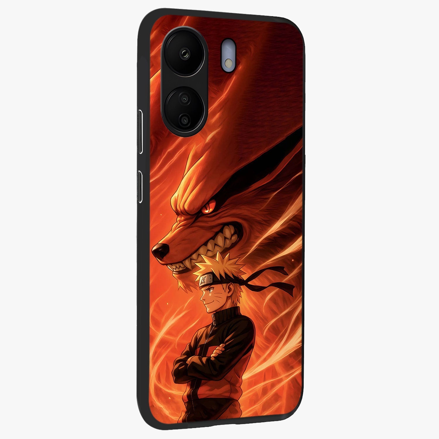 Nine Tails Legacy Glass Case upright view showcasing dramatic nine-tails artwork with intense anime themed design.