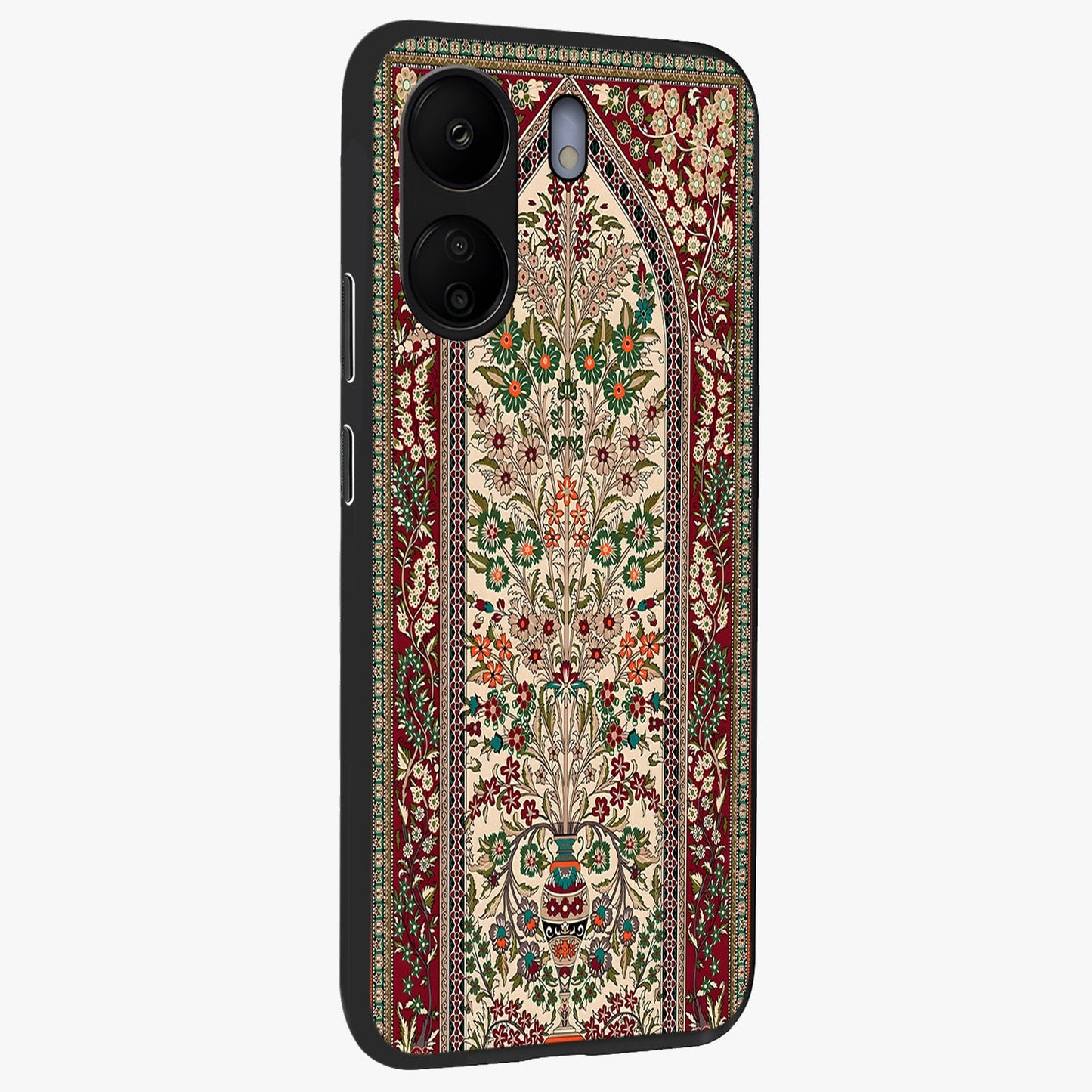 Persian Inspired Glass Case upright view showcasing decorative Persian artwork with rich heritage theme.