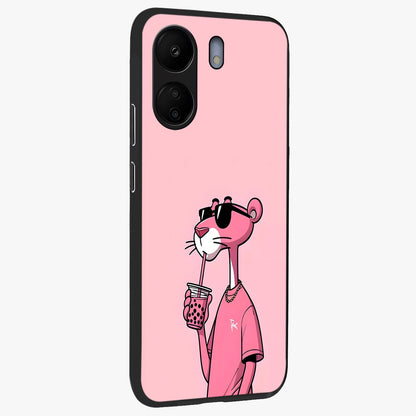 Pink Panther Glass Case upright view showcasing fun animated artwork with stylish retro cartoon theme.