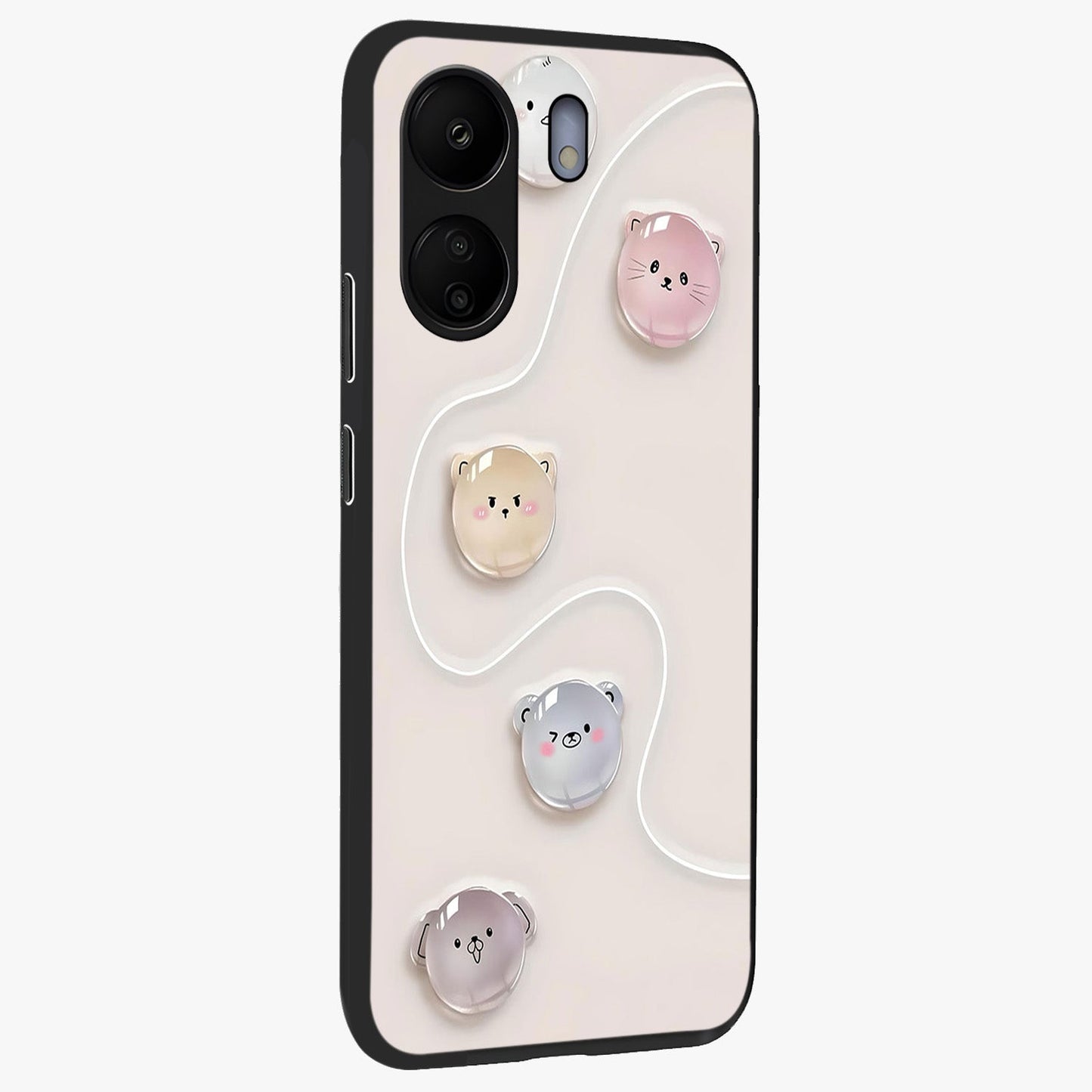 Puffy Face Parade Glass Case upright view showcasing adorable character artwork with cheerful animated theme.