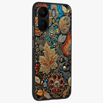 Royal Jewel Garden Glass Case upright view showcasing rich floral artwork with luxurious garden theme.