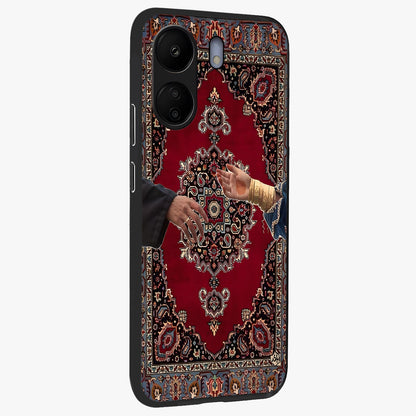 Royal Touch Reach Glass Case upright view showcasing stylish royal inspired artwork with graceful theme.
