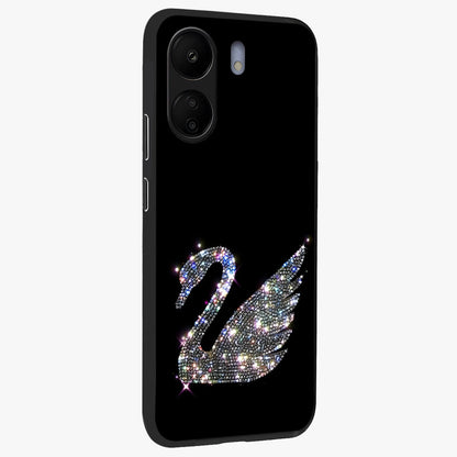 Starlit Swan Grace Glass Case upright view showcasing beautiful swan artwork with peaceful night themed design.