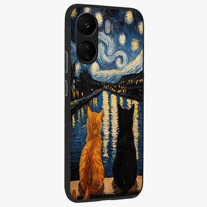 Starry River Cats Glass Case upright view showcasing adorable cat artwork with magical river and stars theme.