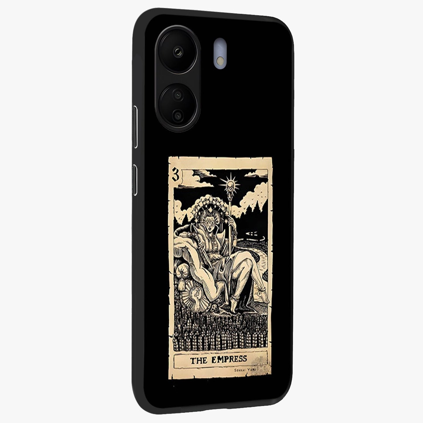 The Empress Glass Case upright view showcasing powerful empress themed artwork with luxurious artistic theme.