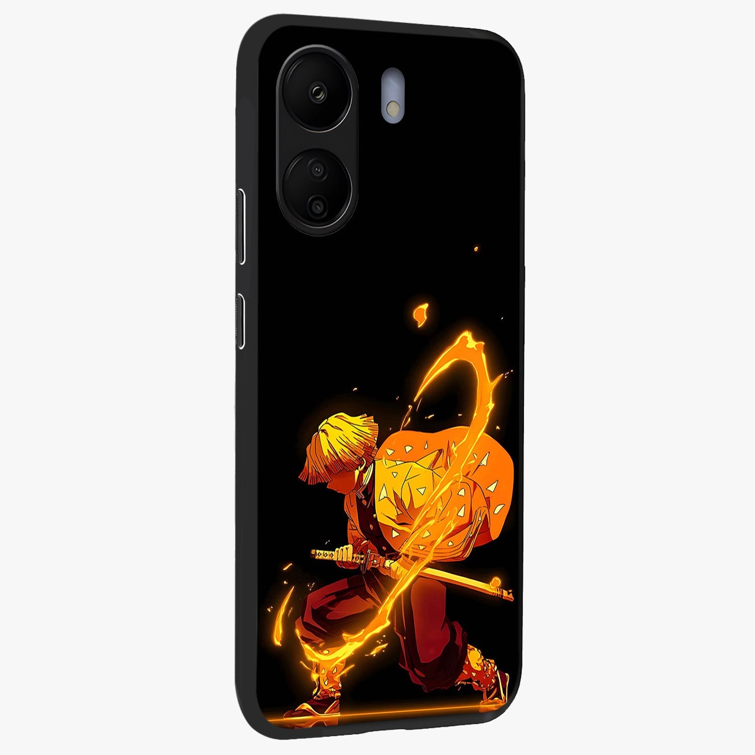 Thunder Flame Execution Glass Case upright view showcasing explosive flame artwork with dynamic action theme.