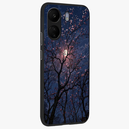 Twilight Sakura Serenade Glass Case upright view showcasing beautiful cherry blossom artwork with serene evening theme.