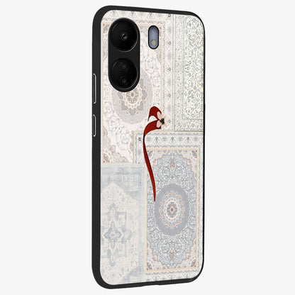 White Aesthetic Bow Glass Case upright view showcasing delicate ribbon bow artwork with cute minimalist theme.