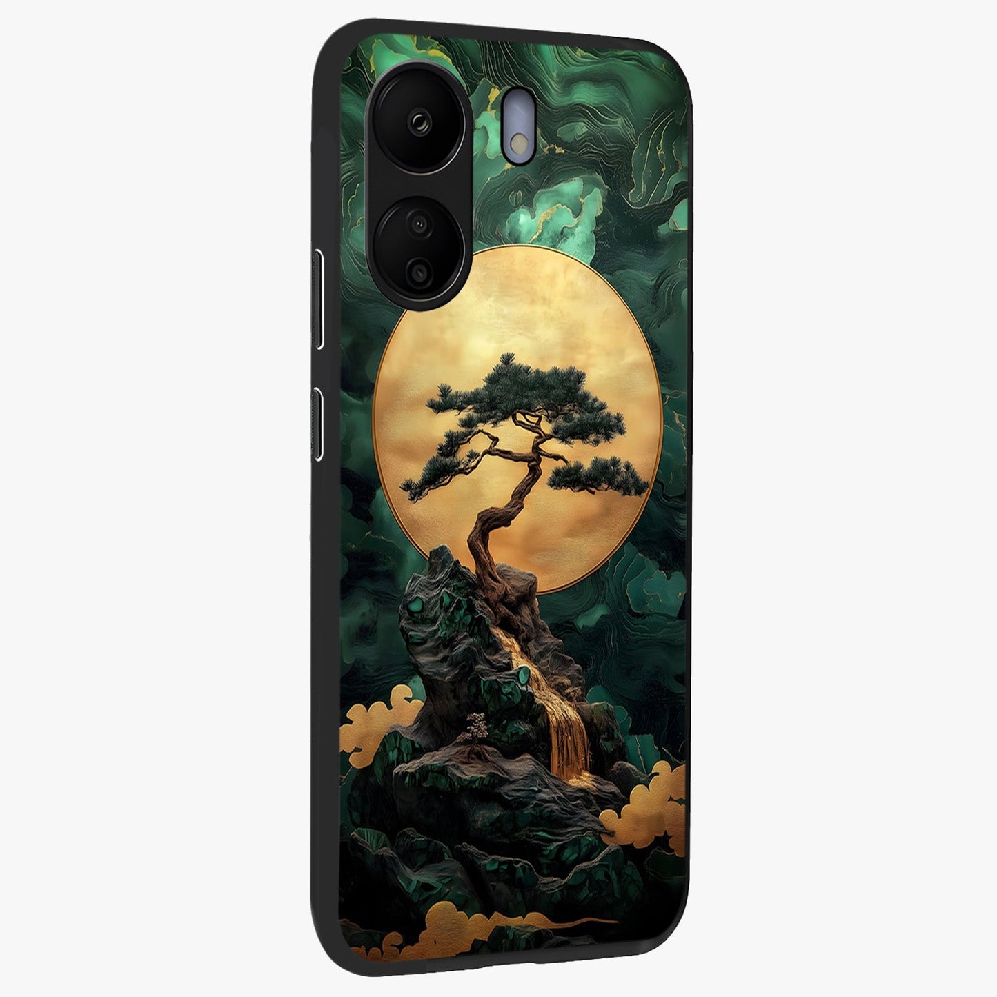Zen Moon Rise Glass Case upright view showcasing serene moon artwork with tranquil night theme.