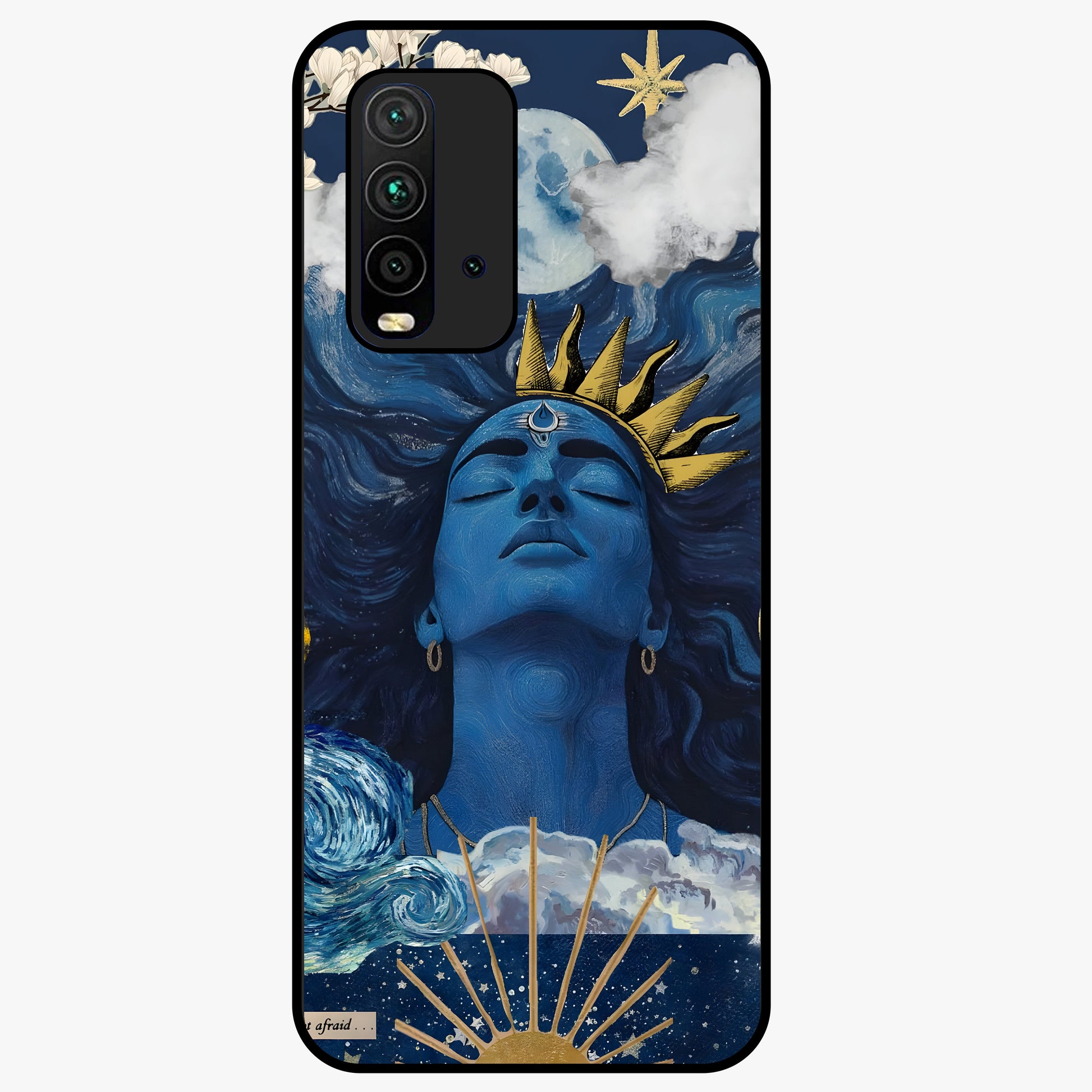 Aesthetic Lord Shiva Glass Case showing flat back view with divine Shiva artwork and glossy glass finish.