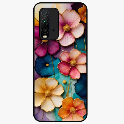 Artlyn Grace Flower Pattern Glass Case showing flat back view with elegant floral pattern artwork and glossy glass finish.