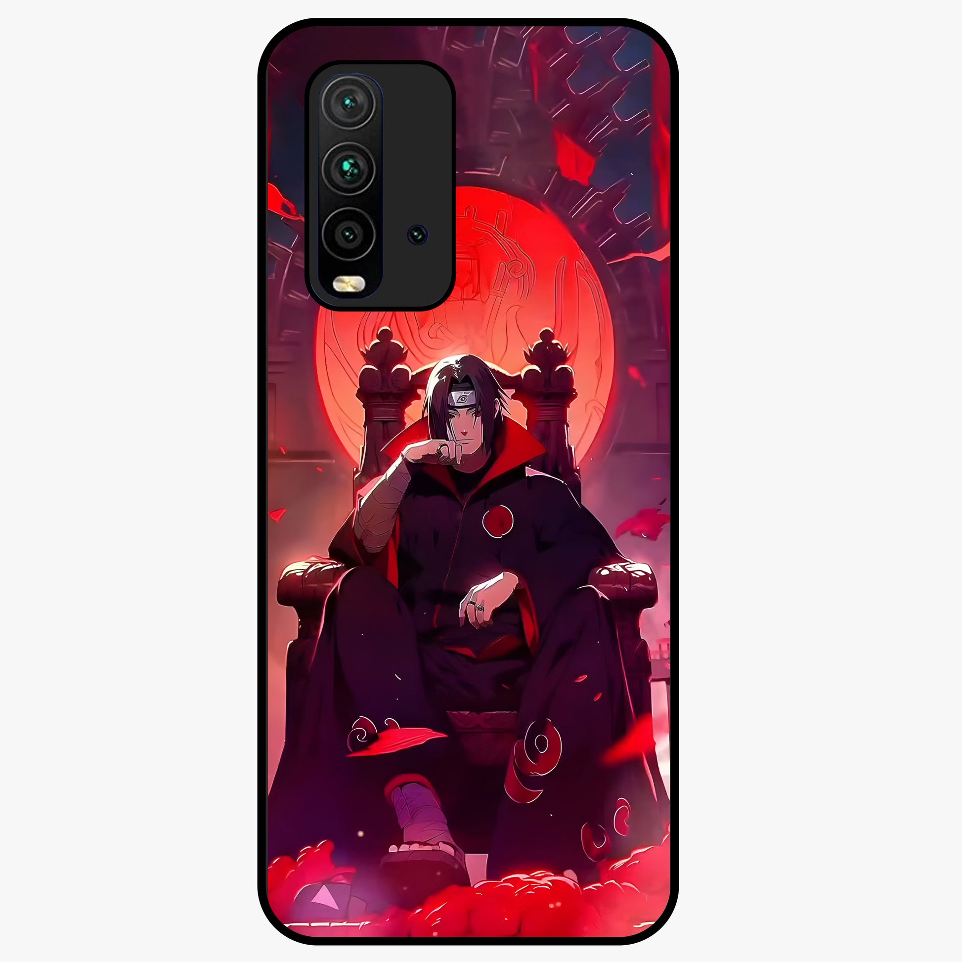 Blood Moon Sovereign Glass Case showing flat back view with mystical blood moon artwork and glossy glass finish.