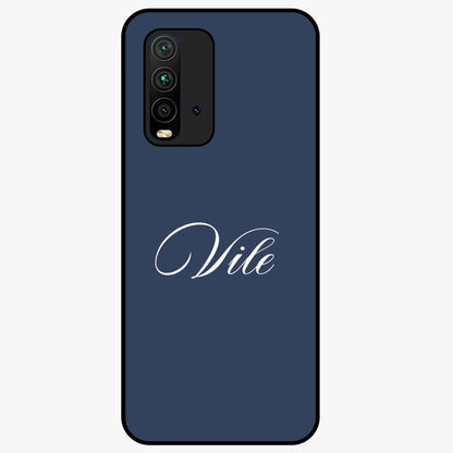 Blue Background Personalized Custom Name Glass Case showing flat back view with minimal blue background and custom name design.