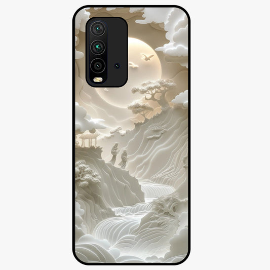 Celestial Origami Glass Case showing flat back view with artistic origami inspired celestial artwork and glossy glass finish.