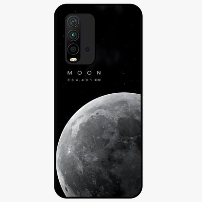 Cosmic Moon Glow Glass Case showing flat back view with glowing moon artwork and glossy glass finish.