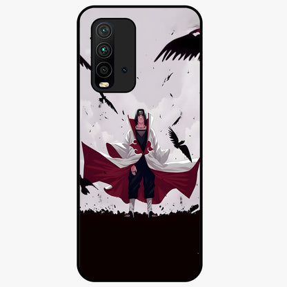 Crimson Crow Ascension Glass Case showing flat back view with mystical crow artwork and glossy glass finish.