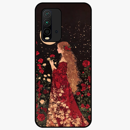 Crimson Dreams Glass Case showing flat back view with dreamy crimson artwork and glossy glass finish.