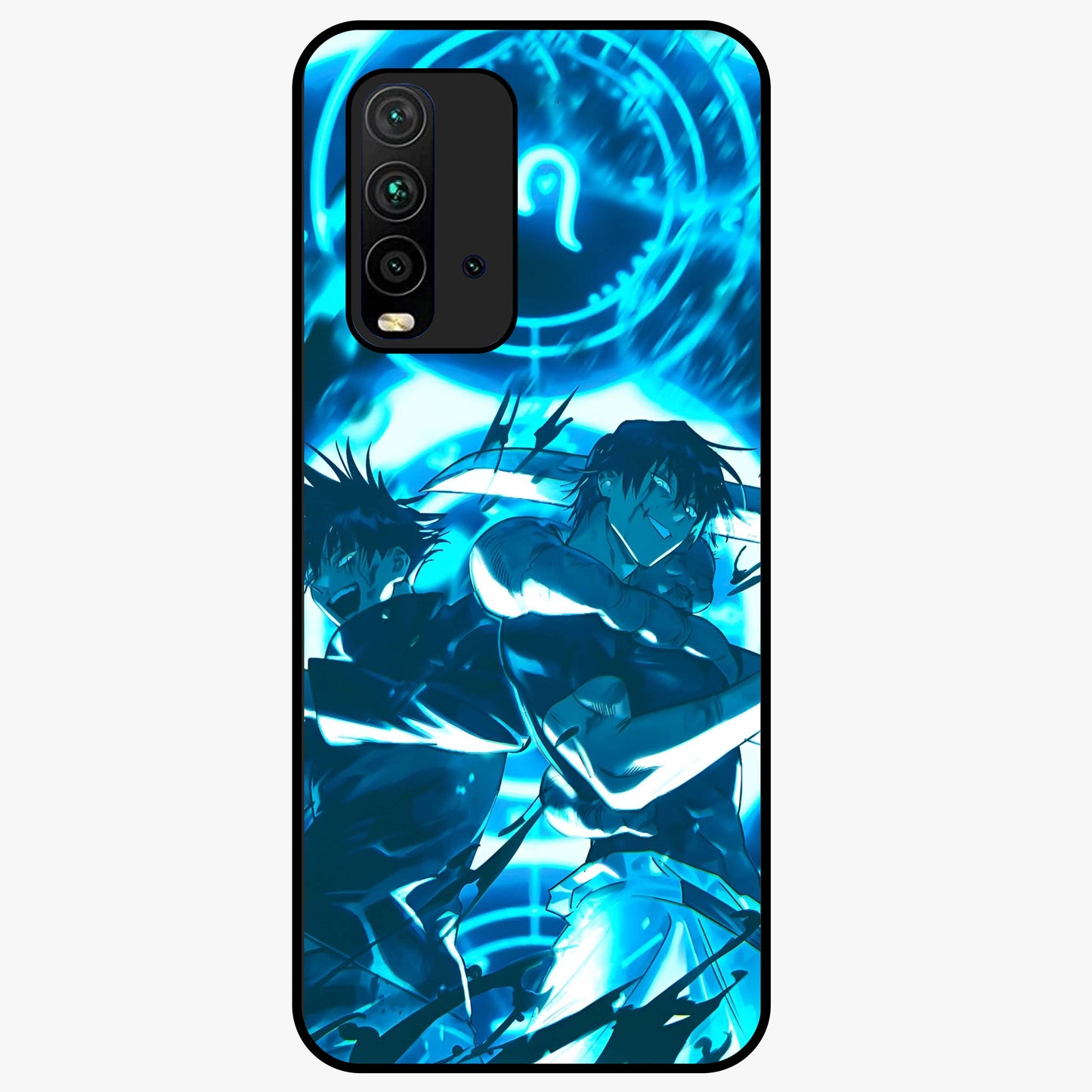 Cursed Energy Clash Glass Case showing flat back view with intense cursed energy artwork and glossy glass finish.