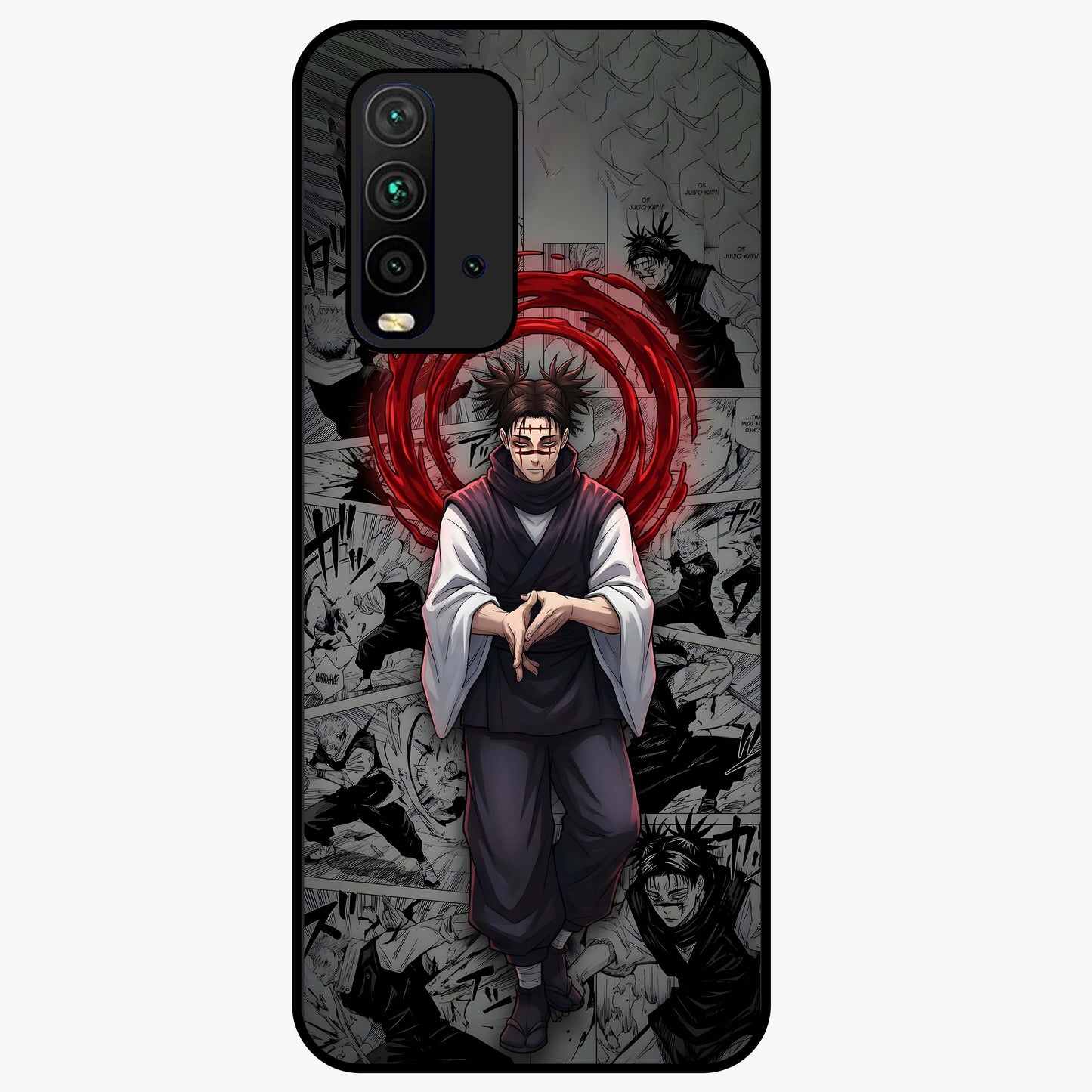 Cursed Ritual Ascension Glass Case showing flat back view with dark ritual themed artwork and glossy glass finish.