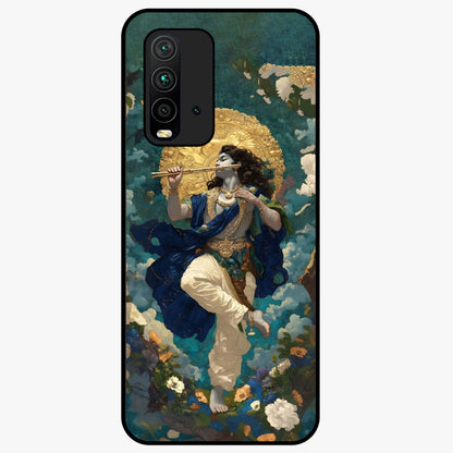 Divine Krishna Art Glass Case showing flat back view with Lord Krishna artwork and glossy glass finish.