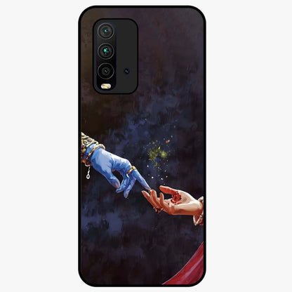 Divine Touch Eternal Glass Case showing flat back view with spiritual themed artwork and glossy glass finish.