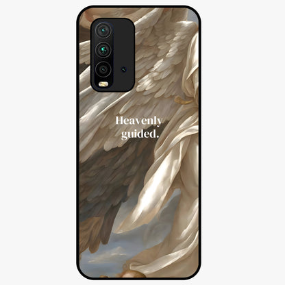 Divine Winged Grace Glass Case showing flat back view with elegant wing inspired artwork and glossy glass finish.