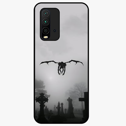Graveyard Shadow Descent Glass Case showing flat back view with dark graveyard themed artwork and glossy glass finish.
