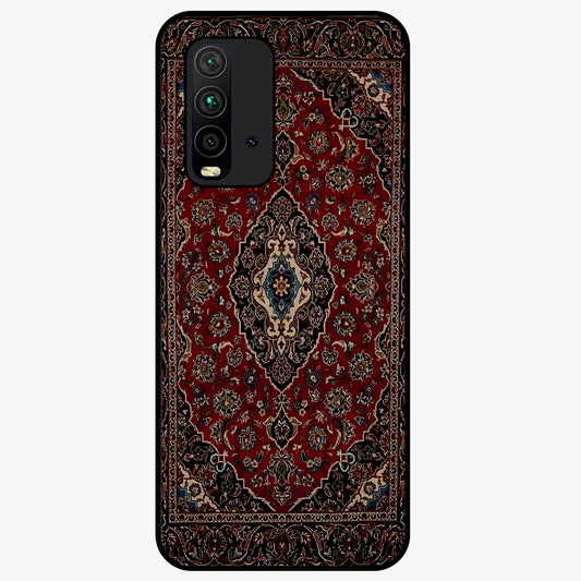 Heritage Carpet Royale Glass Case showing flat back view with ornate Persian carpet inspired pattern and glossy glass finish.