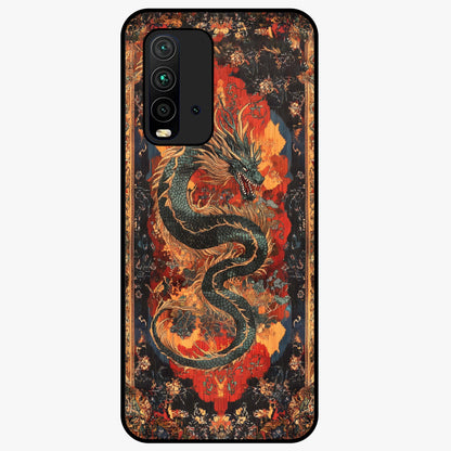Inferno Dragon Soul Glass Case showing flat back view with fiery dragon artwork and glossy glass finish.