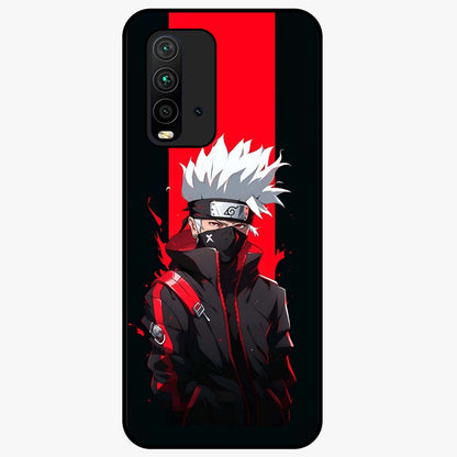 Kakashi Scarlet Shadow Glass Case showing flat back view with powerful anime ninja artwork and glossy glass finish.
