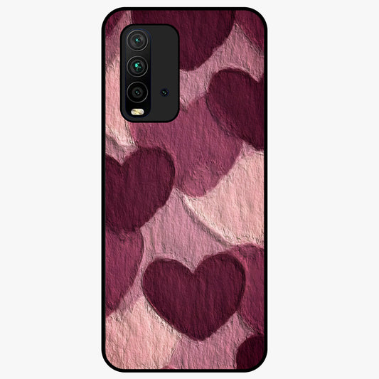 Layered Paper Hearts Glass Case showing flat back view with layered paper heart artwork and glossy glass finish.